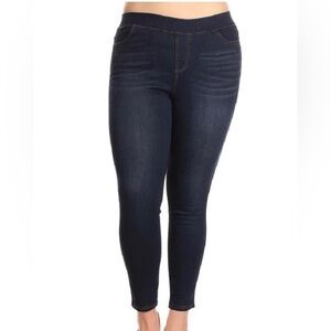 JVINI Women’s Pull-on Slightly Distressed Denim Jeggings